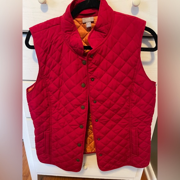 J. Jill Jackets & Coats Jjill Red Quilted Vest Poshmark